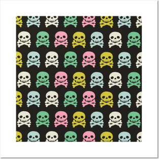 Scene Kid Skull and Bones Pattern Posters and Art